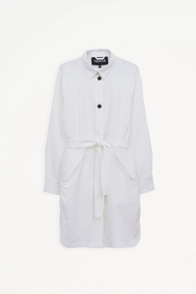Sobrecamisa de Mujer larga confeccionada en tejido 4-ways stretch secado rápido. Tantä. Color Blanco