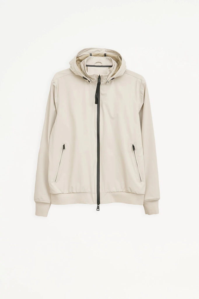 Chaqueta impermeable de hombre Tantä corta de primavera. Blanca