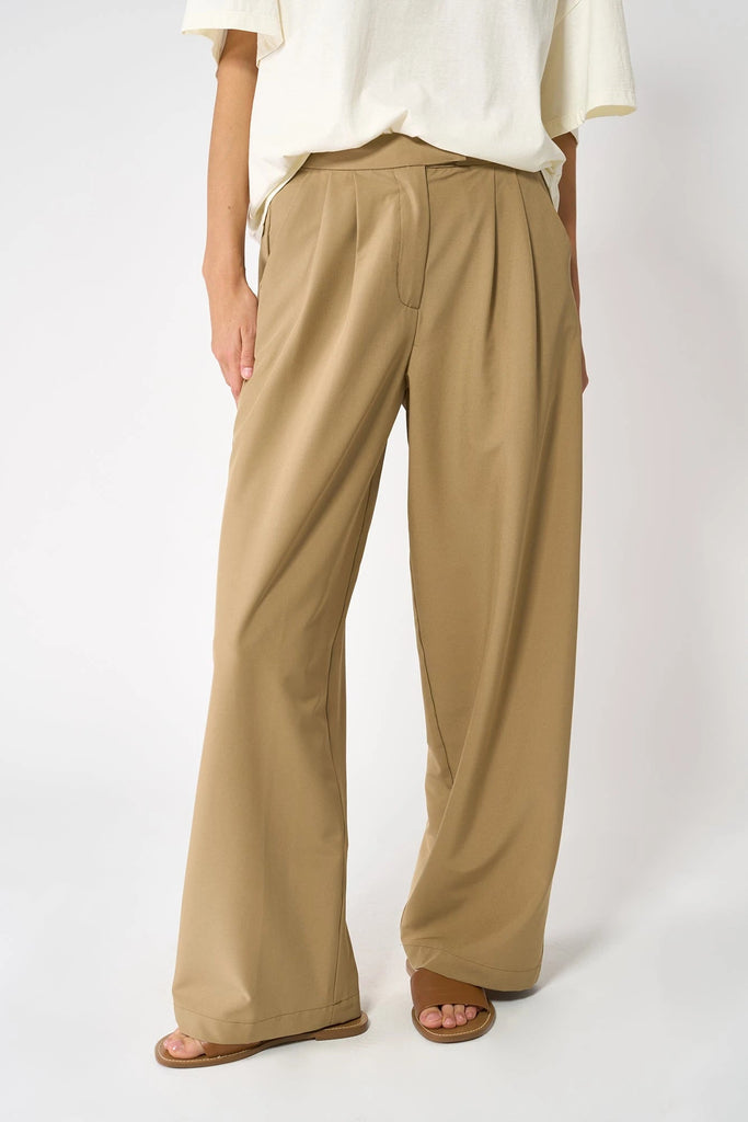 Pantalón ancho de corte holgado de mujer Tantä Color marrón