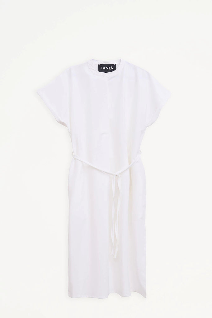 Vestido oversize manga corta en tejido 4-ways stretch secado rápido. Tantä. Color blanco