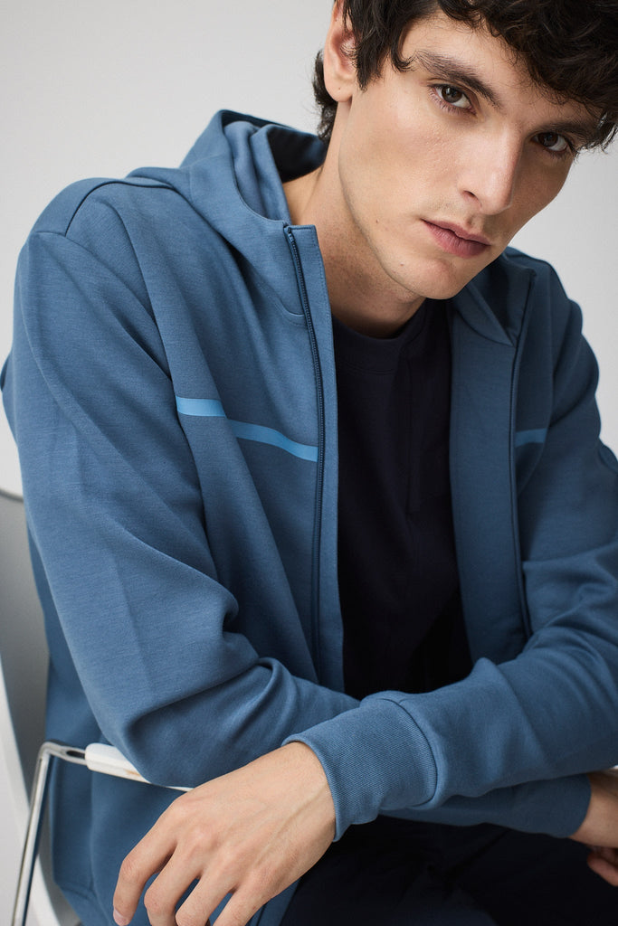 Sudadera de corte holgado con cremallera hombre Azul