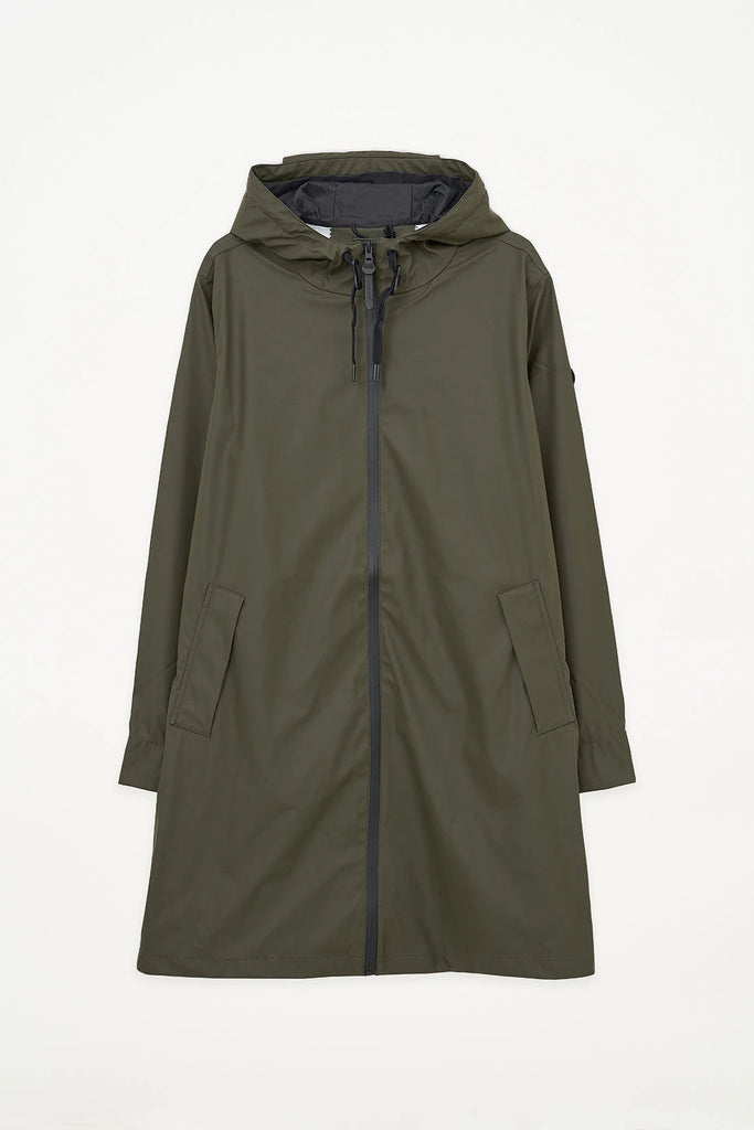 Chubasquero o impermeable de mujer Nuovola de Tantä. Color verde khaki. 