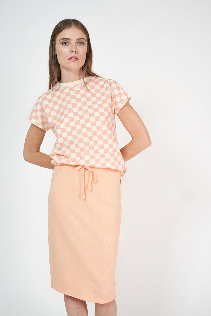 Camiseta Vihmasadu en Algodón a Cuadros de Mujer Naranja Pastel