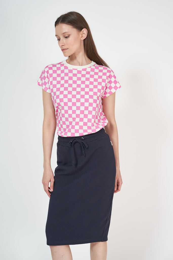 Camiseta Vihmasadu en Algodón a Cuadros de Mujer Rosa