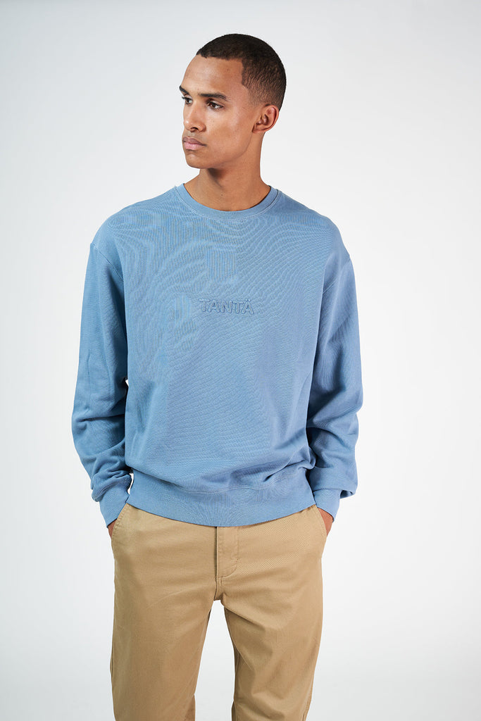 Sudadera básica Ulewa de hombre en algodón 100%. Azul bluestone