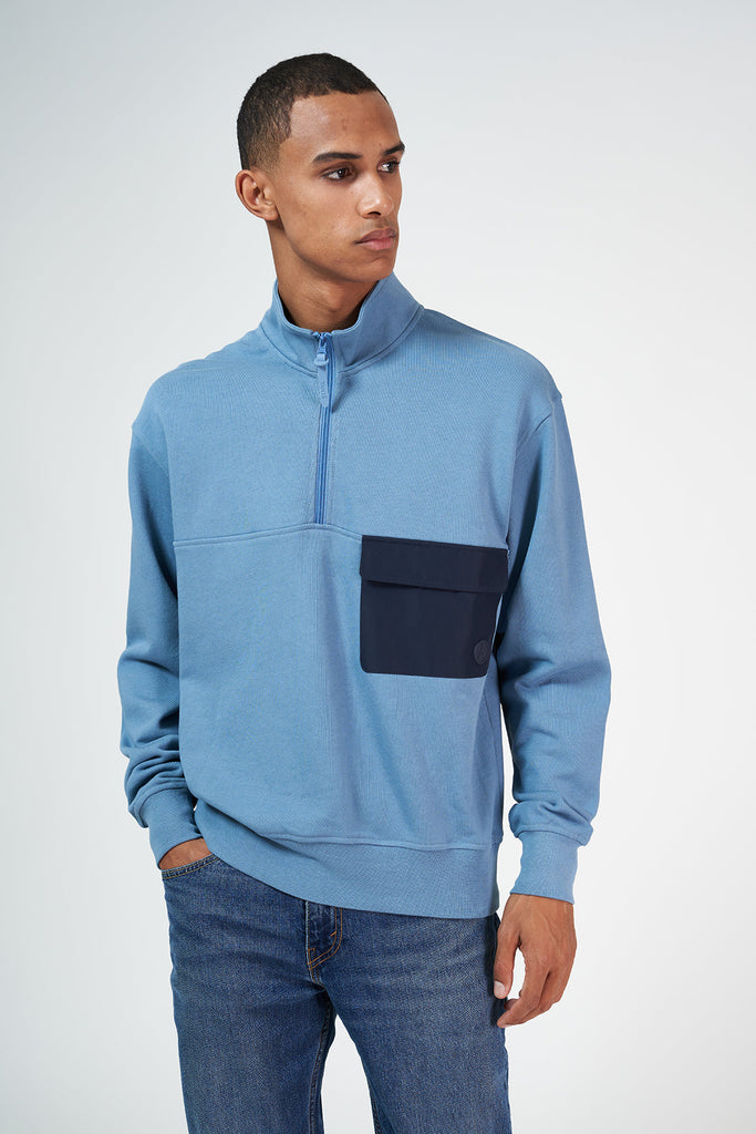 Sudadera de hombre Timuga en algodón. Azul Bluestone