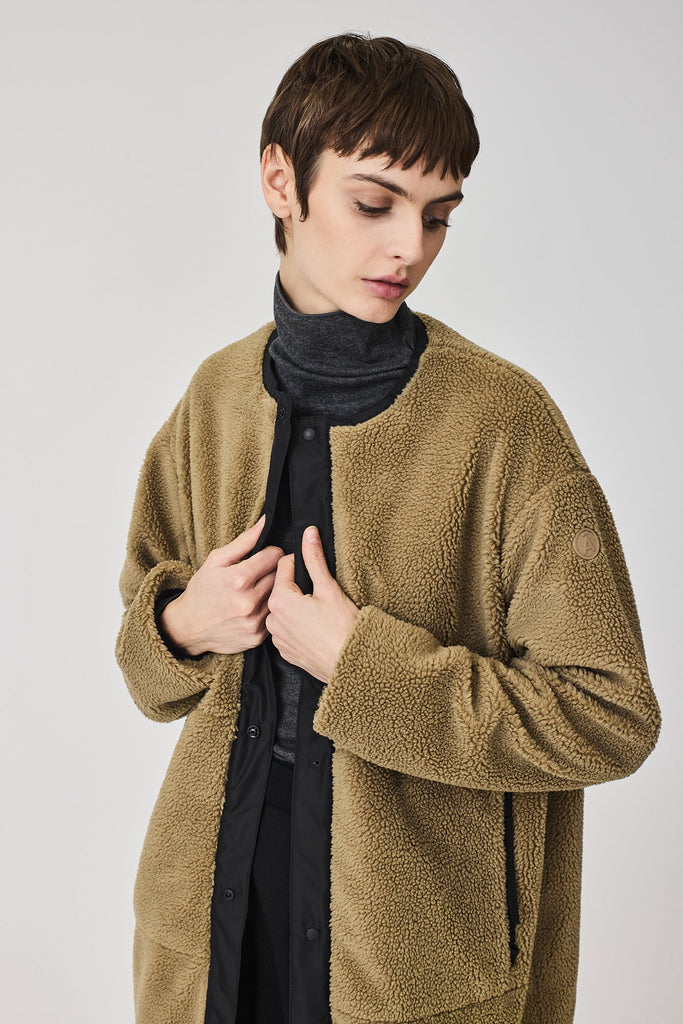 Abrigo Sherpa o polar Marrón Mujer 