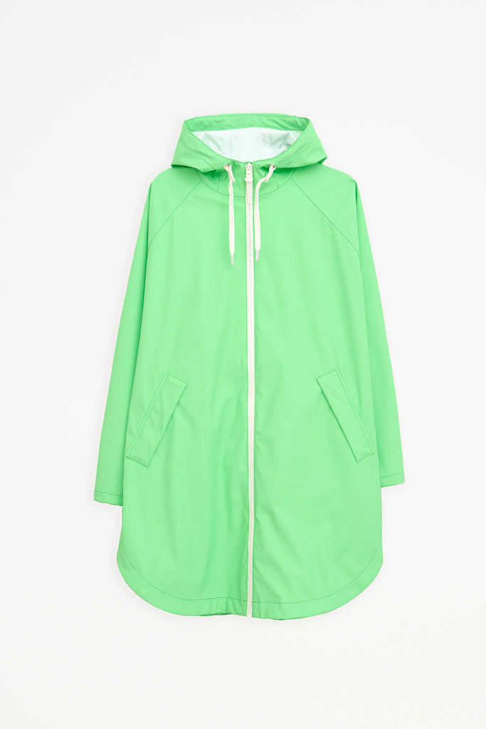 Chaqueta impermeable de Mujer SKY en poliéster reciclado, con costuras selladas. Tantä. Color Verde eléctrico