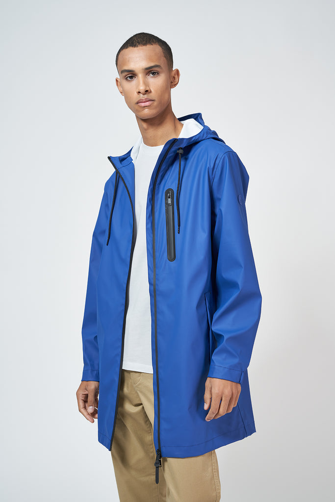 chaqueta impermeable de hombre de poliuretano azul