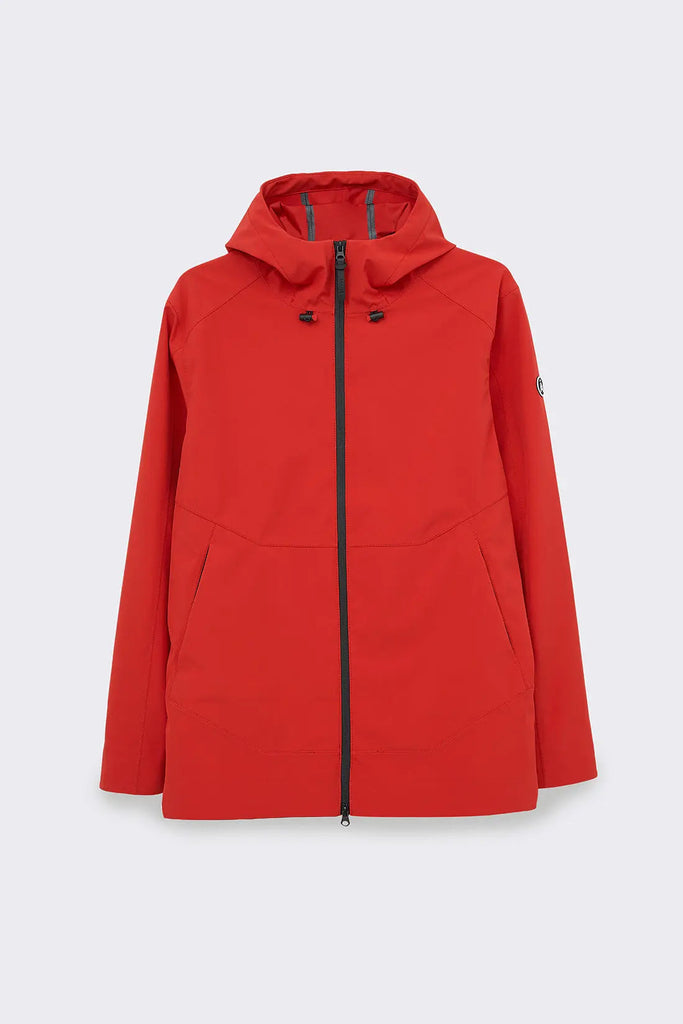 Cazadora impermeable en tejido softwhell de hombre Tantä. Color rojo. Motregn Molten Lava