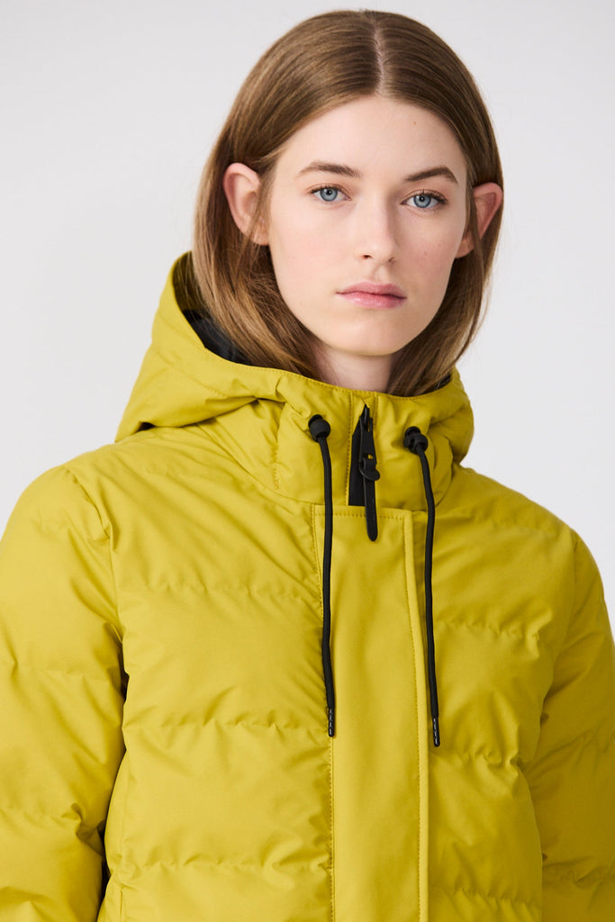 Plumífero impermeable largo Mujer Pistacho