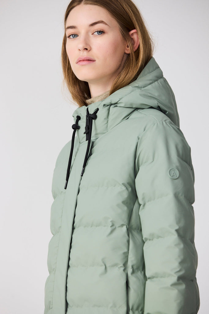 Plumífero impermeable largo Mujer Verde