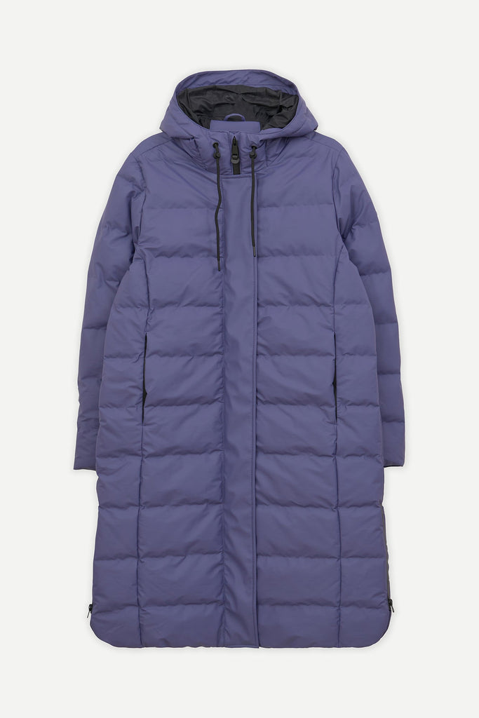 Plumífero impermeable largo Mujer Azul
