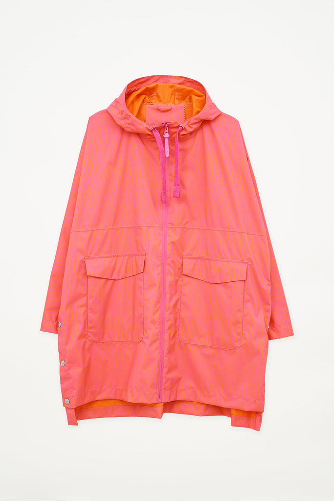 Aguacero - Poncho de Lluvia Rominjati Reciclado Estampado rosa y naranja