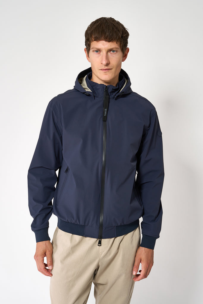 Chaqueta impermeable corta de primavera Hombre Azul