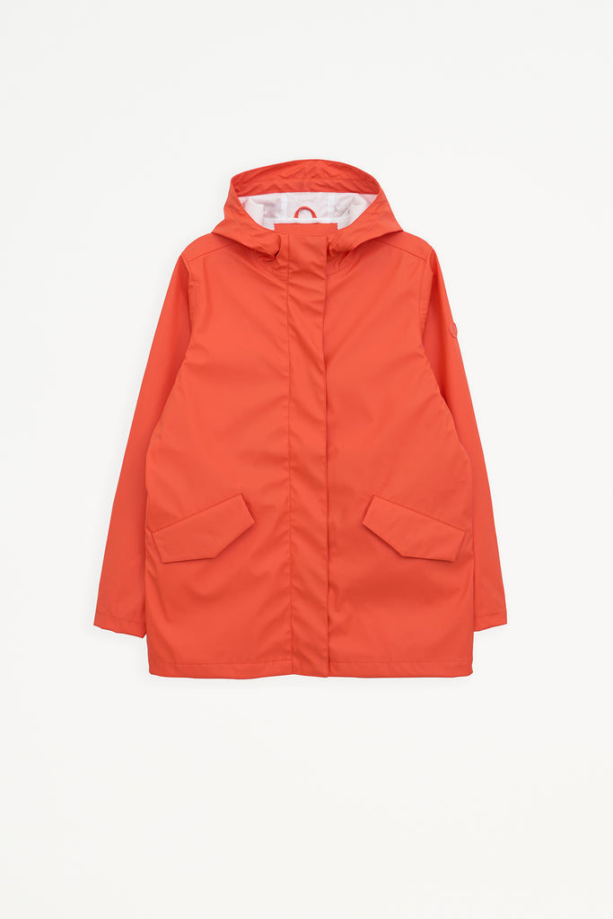 Chaqueta Impermeable Niebla de Mujer Tantä. Color Naranja