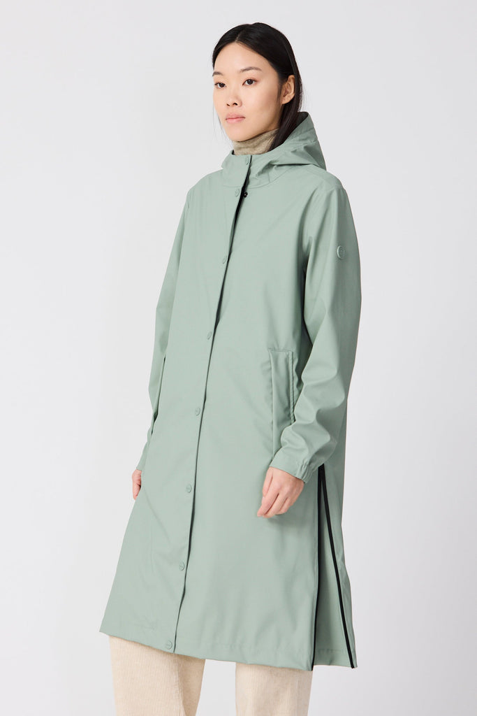  Impermeable largo con corte de mujer 