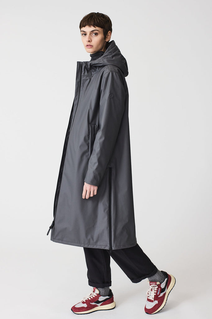 Abrigo Tormenta. Impermeable Mujer Gris