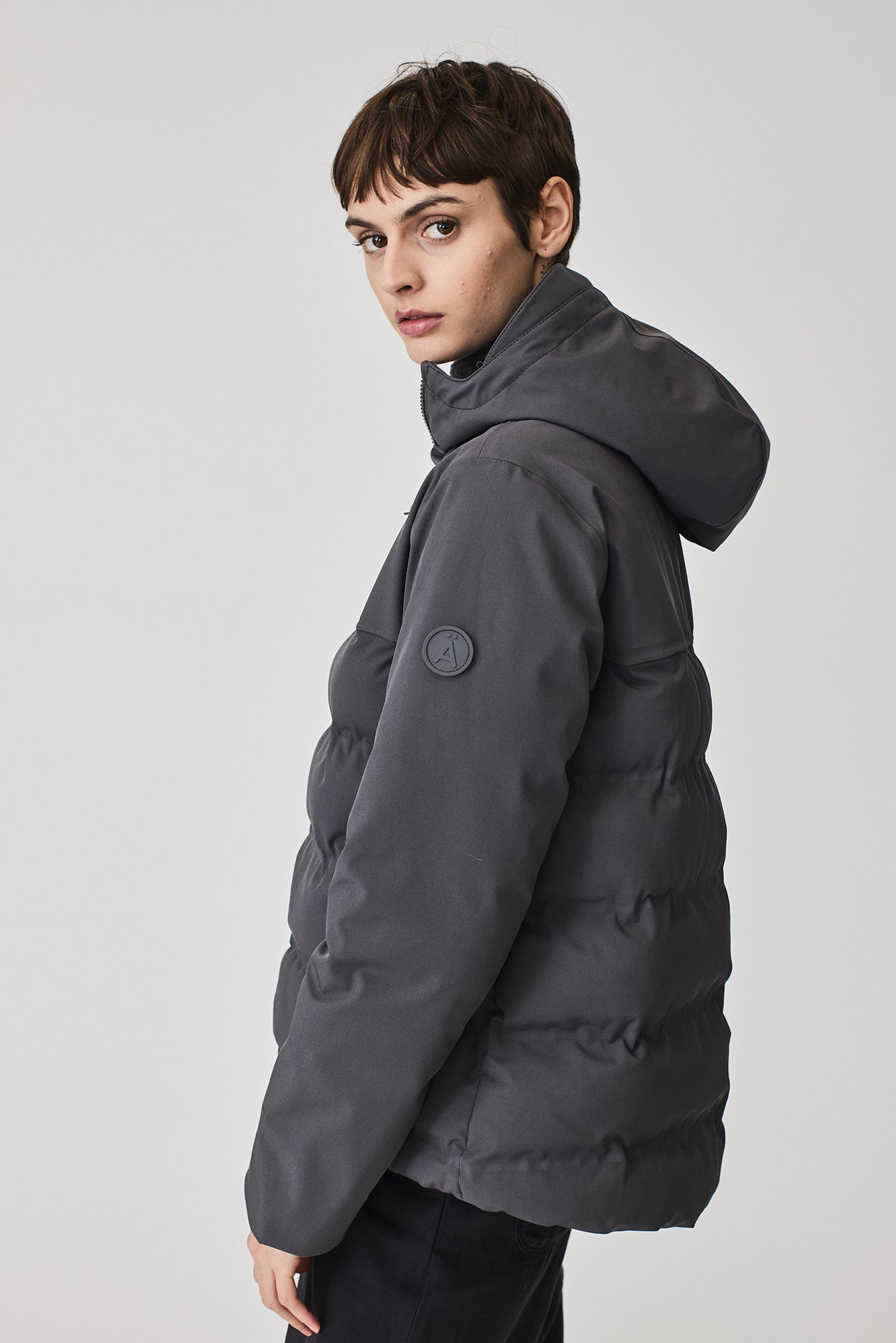 Women's waterproof, breathable, gray down jacket – Tantä Rainwear