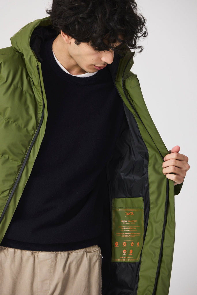 Plumífero Impermeable Hombre Verde PU