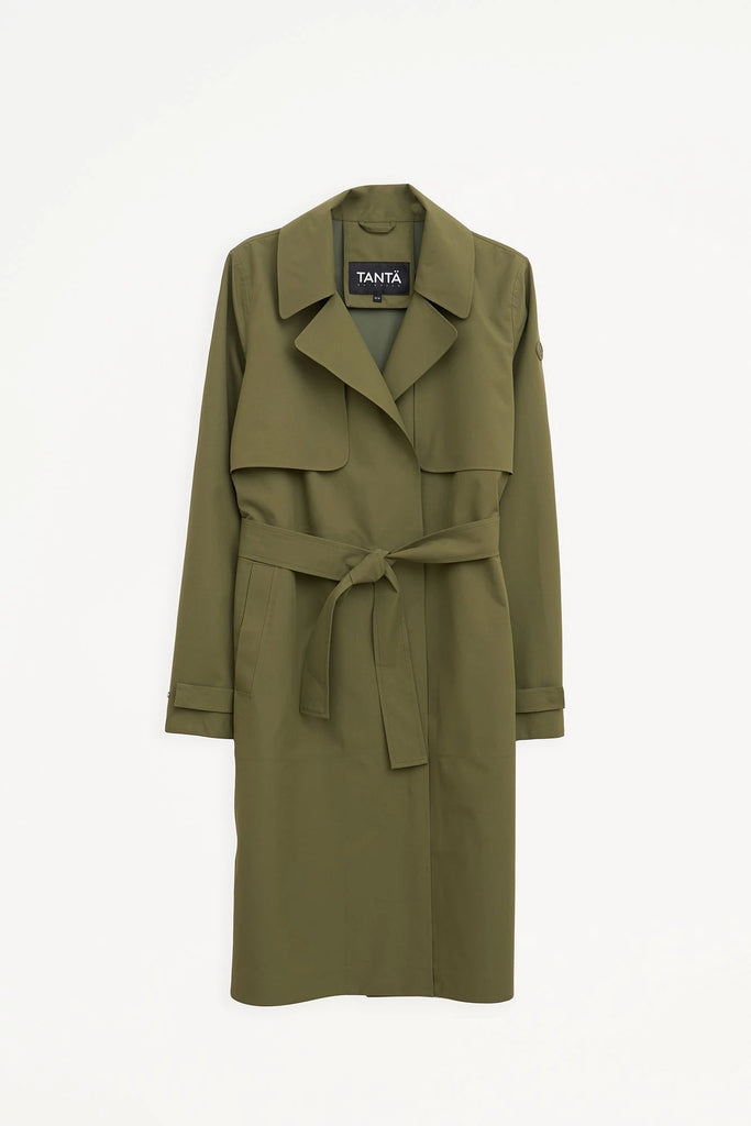 Trench o gabardina impermeable de Mujer sin costuras Tage. Tantä. Color verde.