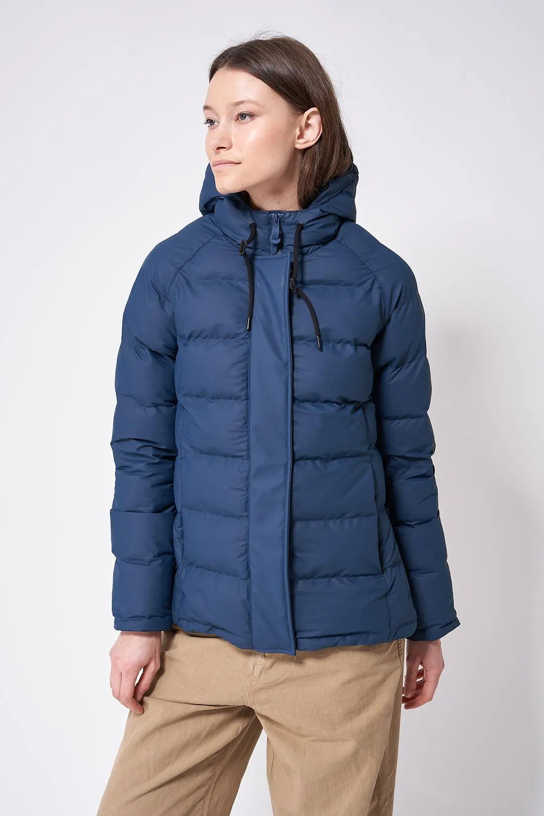 Buy Juelle Women Solid Nylon Hooded Full Sleeves Blue Jacket online